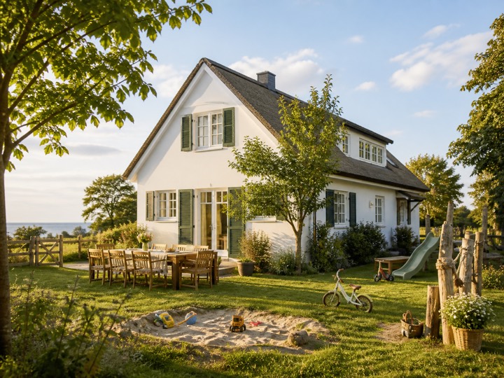 Familienhaus Dünengras mit Garten und Spielbereich